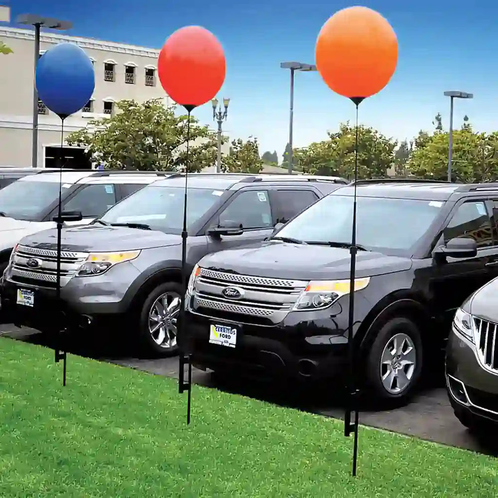 Reusable Balloon Holder Pole and  Balloon at car dealership