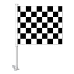 Thumbnail for Double Pane Clip-On Car Window Flags – Checkered (12-Pack)-Black-Prime Dealer Supply