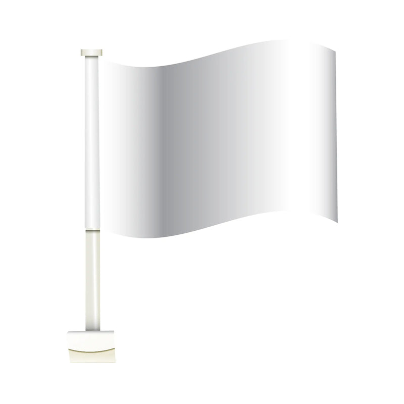 White Double Pane Clip-on Car Window Flag