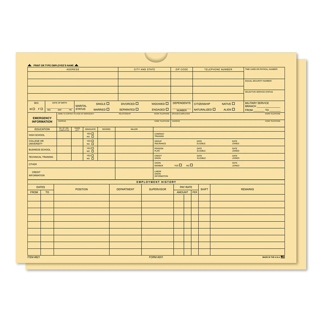 Employee File Folder Jacket.