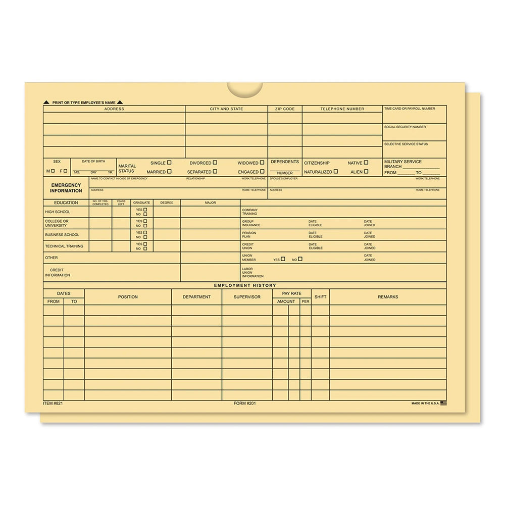 Employee File Folder Jacket.