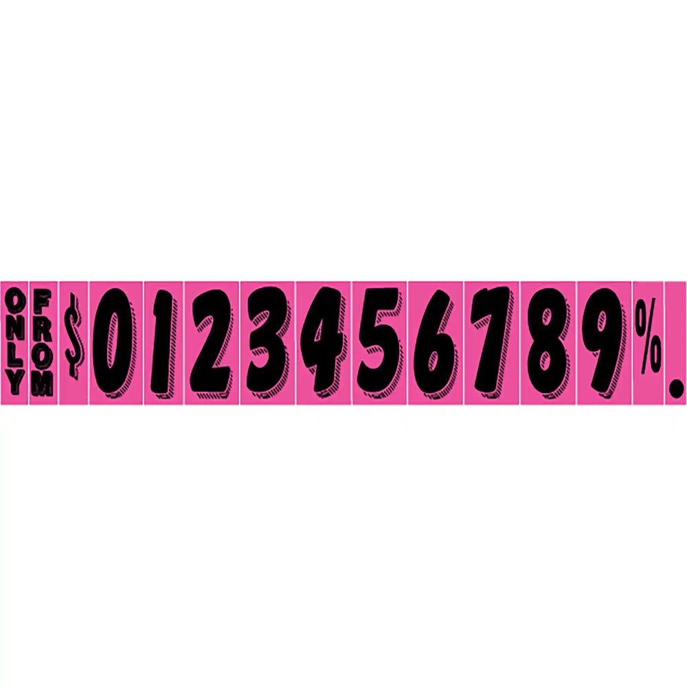 Pink and black pricing numbers