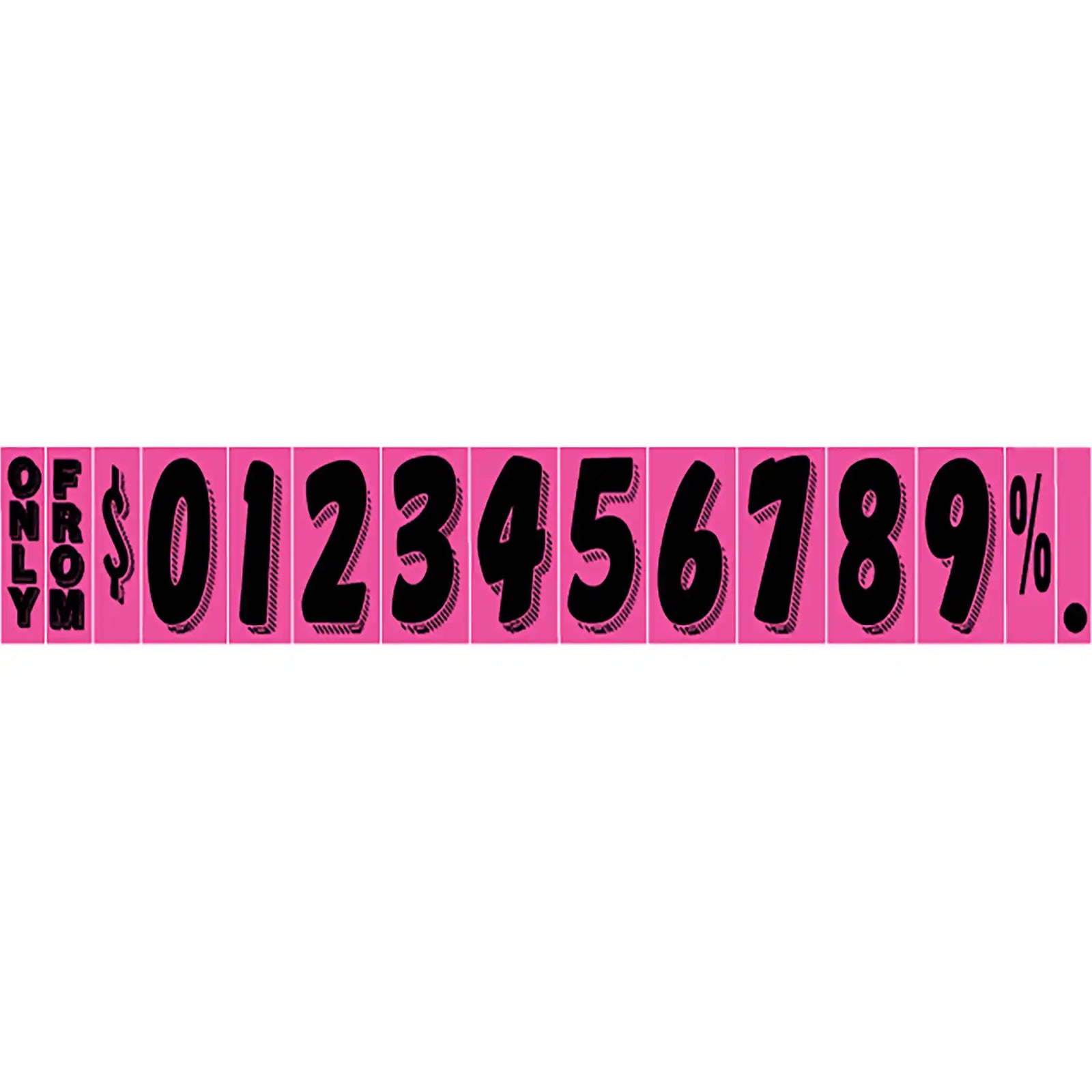 Pink and black pricing numbers