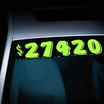 Thumbnail for 7.5 black and Chartruse pricing numbers on a windshield