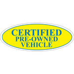Thumbnail for Yellow and Blue Certifed Pre-Owned Oval Stickers