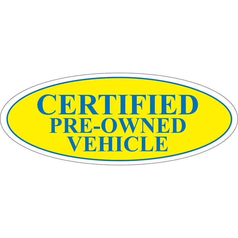 Yellow and Blue Certifed Pre-Owned Oval Stickers
