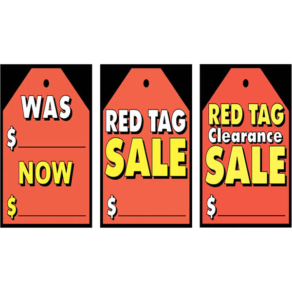 Large Red Tag stick on winshield stickers.