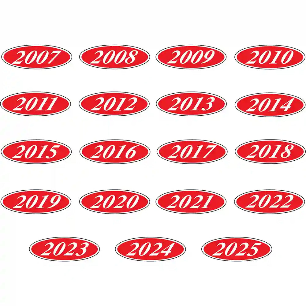 Model year stickers red and white.