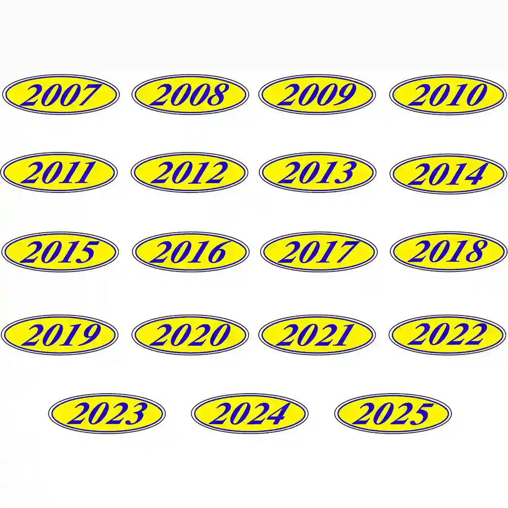 Year Ovals stickers Blue and Yellow