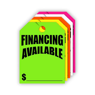 Mirror Hang Tags - Financing Available in 5 colors.