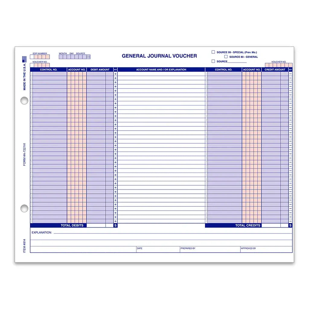 General Journal Vouchers Forms.