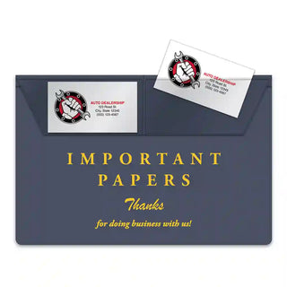 Vinyl insurance paper holder with business card slots.