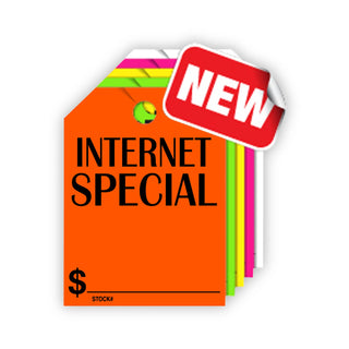 Mirror Hang Tags - Internet Special shown in 5 colors.