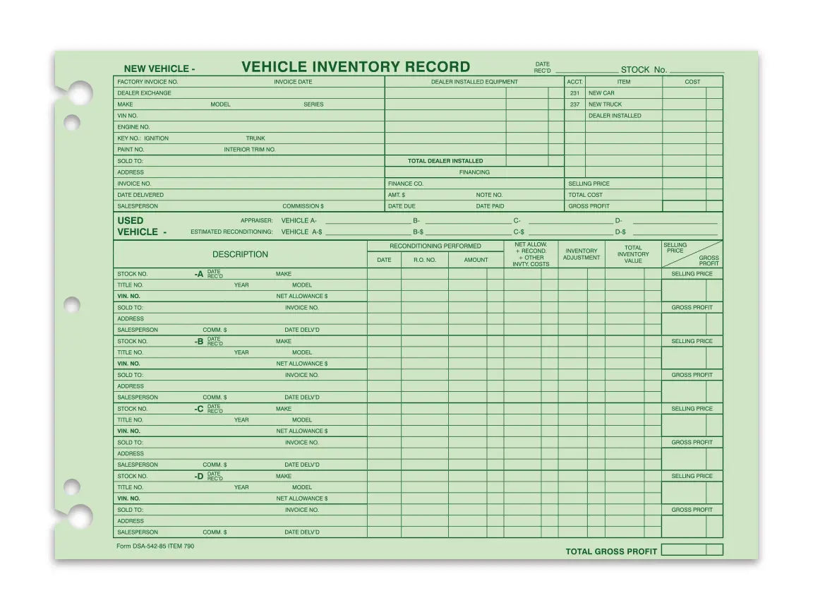 Vehicle Inventory Records form.