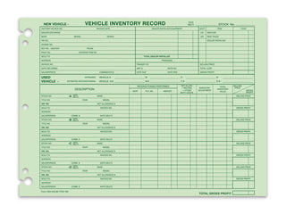 Vehicle Inventory Records form.