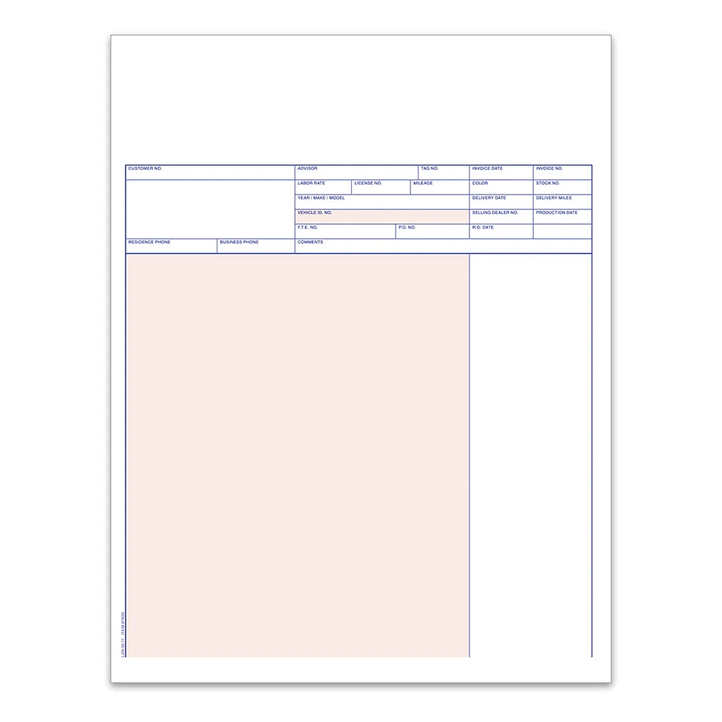 Laser Service Invoices for Service Departments.