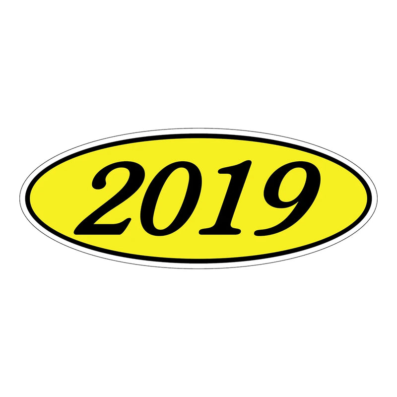 Model Year Yellow and Black Windshield Oval Stickers-19-Prime Dealer Supply