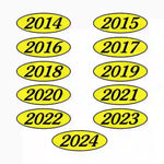 Thumbnail for Model Year Yellow and Black Windshield Oval Stickers-Prime Dealer Supply