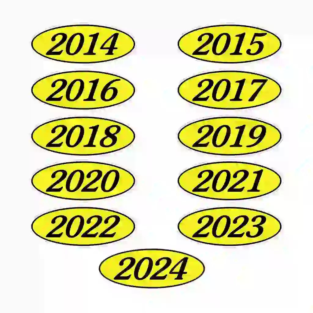 Model Year Yellow and Black Windshield Oval Stickers-Prime Dealer Supply