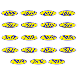 Yellow and Blue  year oval stickers
