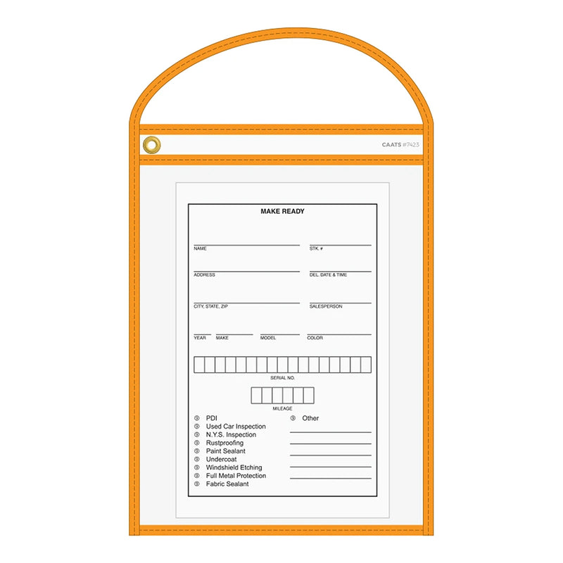 Orange Neon Stitched Work & Repair Order Holders – Clear Vinyl