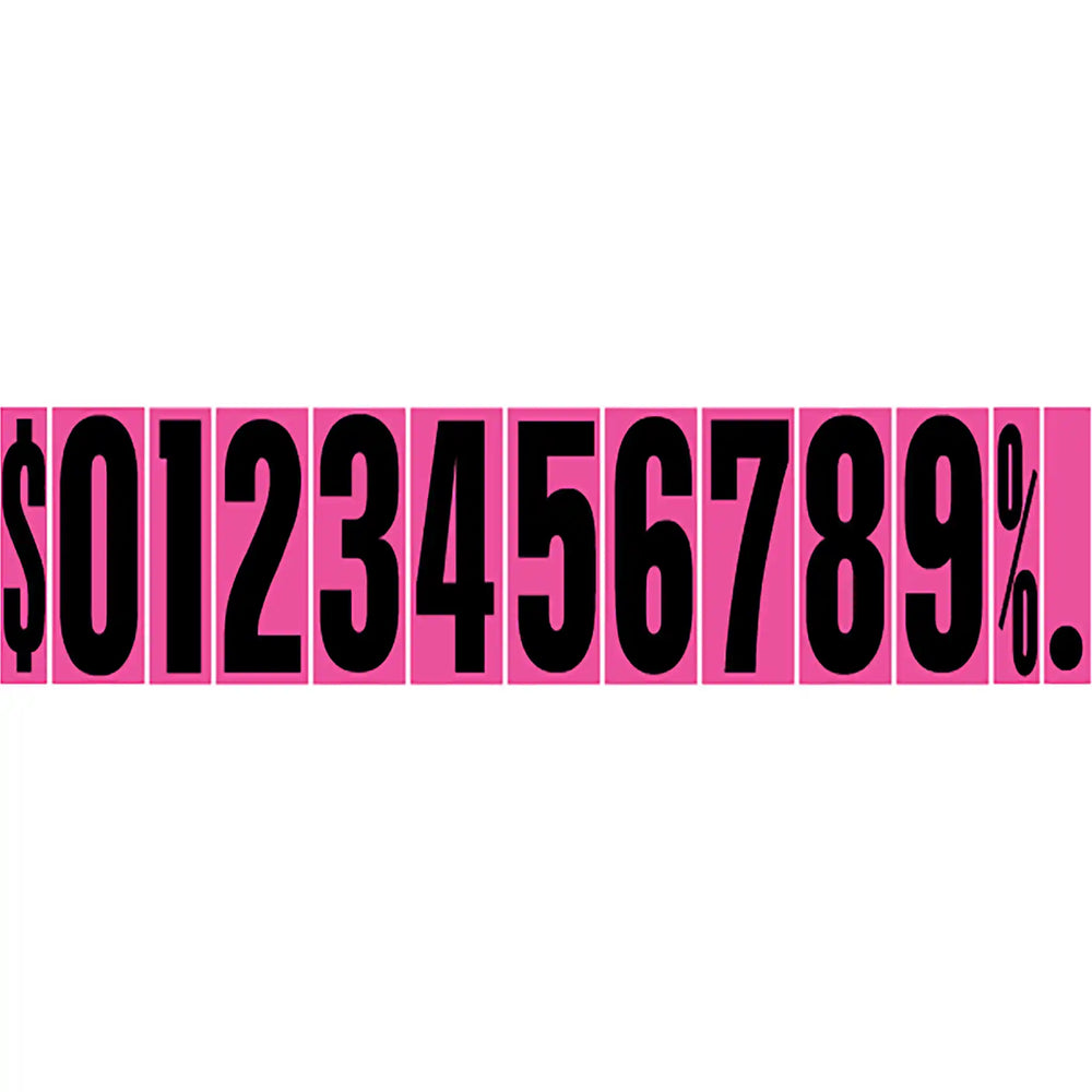 9 1/2" Pink and Black Windshield Number Stickers.