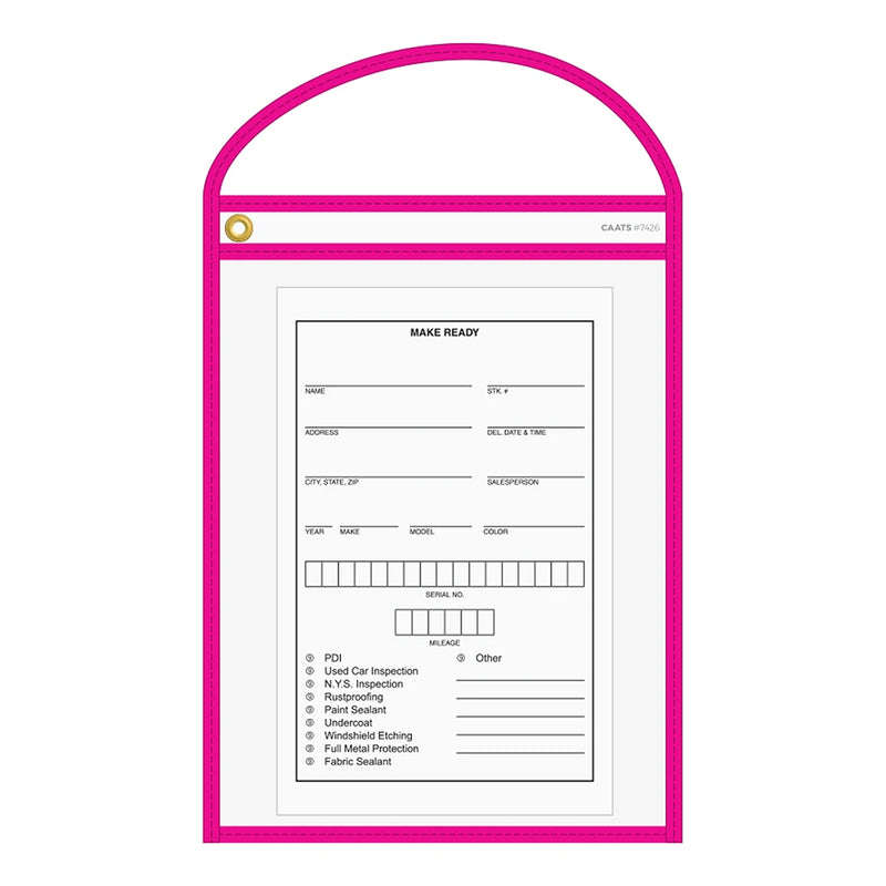 Pink Neon Stitched Work & Repair Order Holders – Clear Vinyl