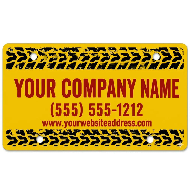 Personalized Yellow license plate Insert with black tread pattern and customizable text