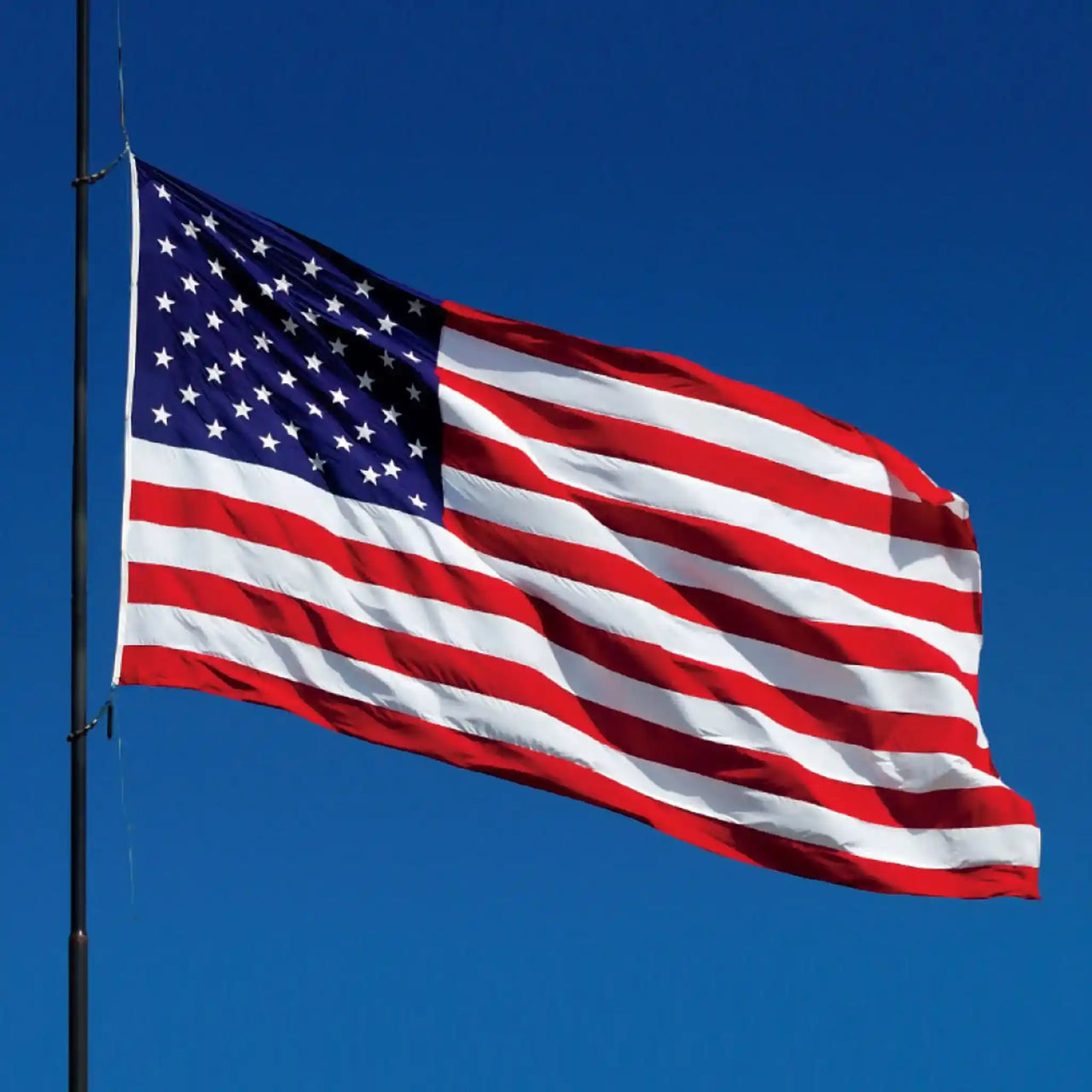 Premium Embroidered American Flag Flying on Flag pole.