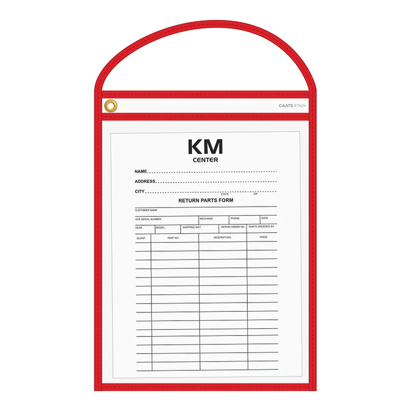 Red Neon Stitched Work & Repair Order Holders – Clear Vinyl