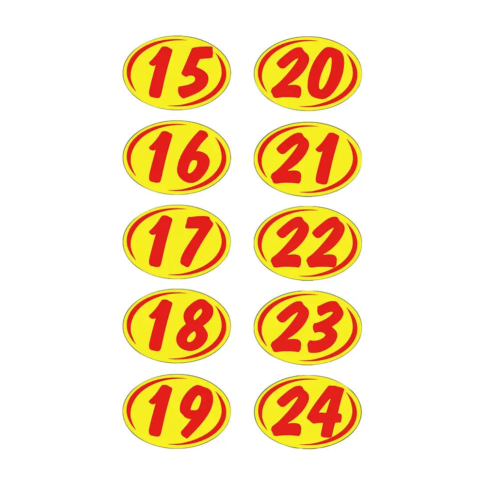 2 digit year windshield numbers red and yellow.