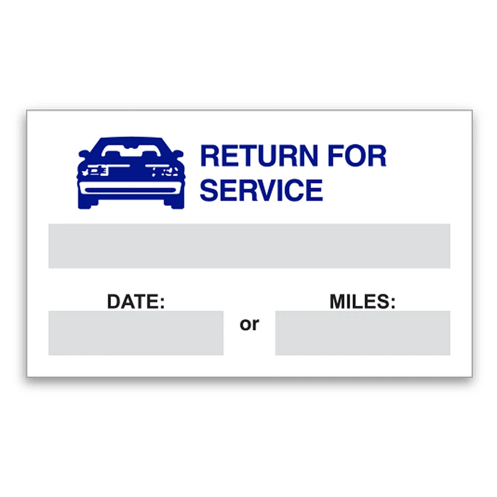 Return for Service Static Cling Labels Blue-Prime Dealer Supply