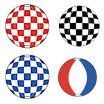 Thumbnail for  Bright 20” reusable checkered and Red white and Blue vinyl balloon, perfect for outdoor promotions.