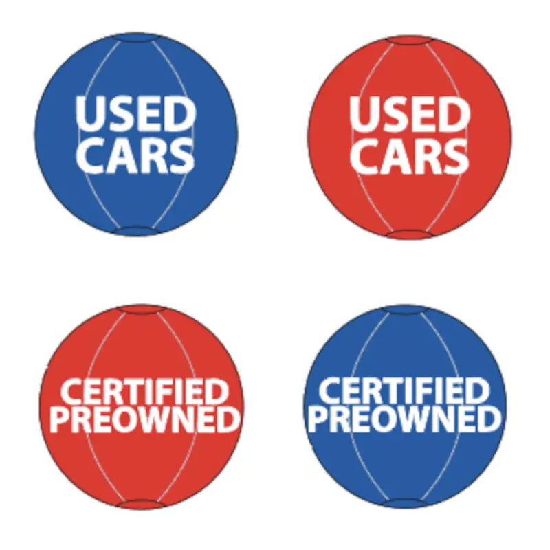 Red and Blue car dealer Reusable Balloons.