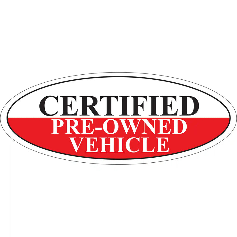 Black and Red Certifed Pre-Owned Oval Stickers