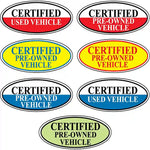 Thumbnail for Certfied Oval stickers for used car dealerships.  