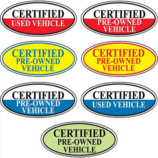Certfied Oval stickers for used car dealerships.  