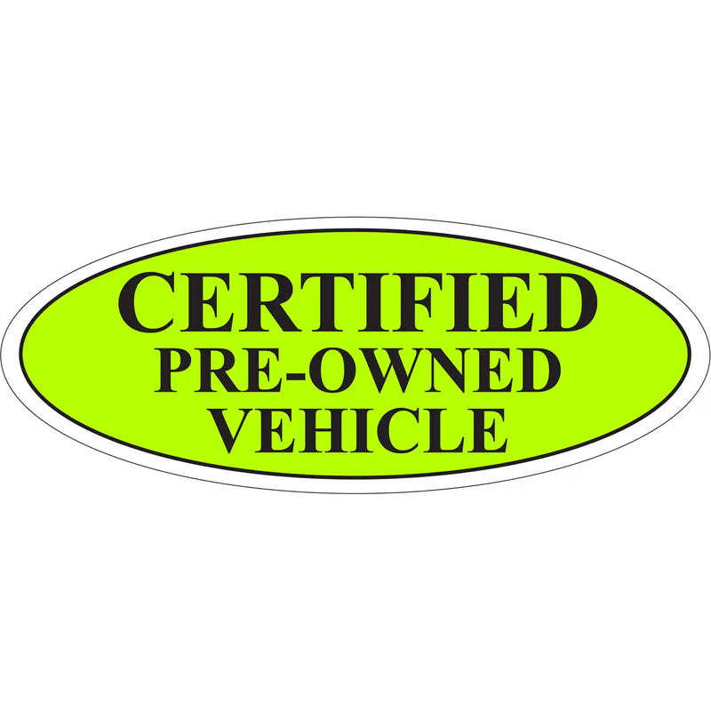 Green and Black Certifed Pre-Owned Oval Stickers