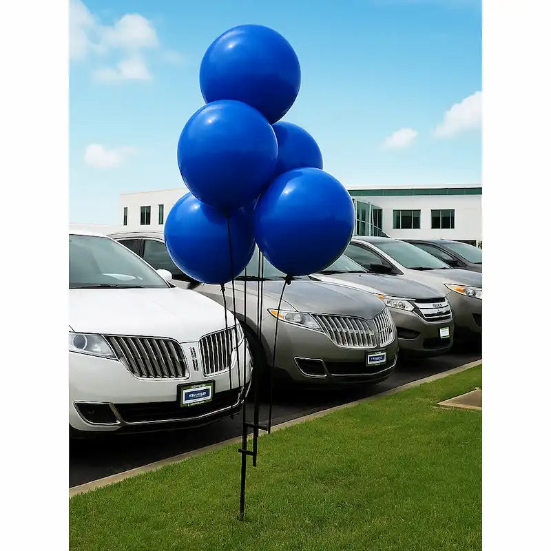 Solid Color Reusable 5 Balloon Cluster Kit with ground spike-Blue-Prime Dealer Supply