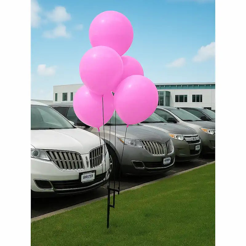 Solid Color Reusable 5 Balloon Cluster Kit with ground spike-Pink-Prime Dealer Supply