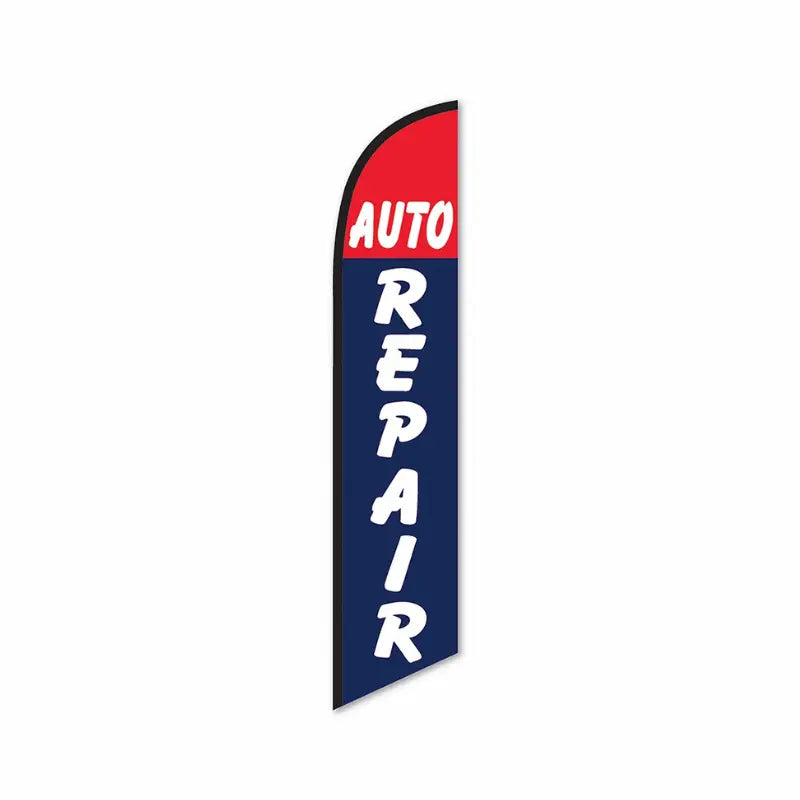 Swooper flag with 'AUTO REPAIR' text on a white background