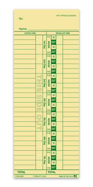 Time CLock Cards.