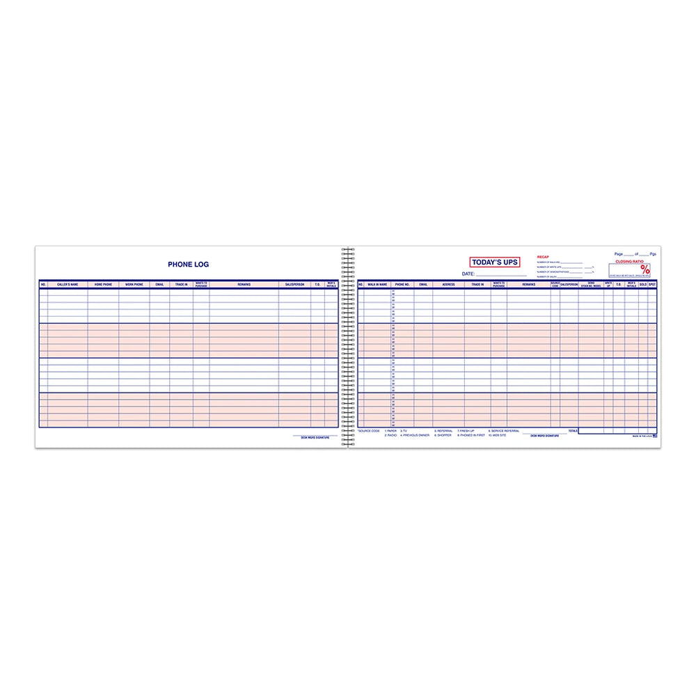 UPS Customer Contact Log Book for tracking walk-in and phone-in prospects
