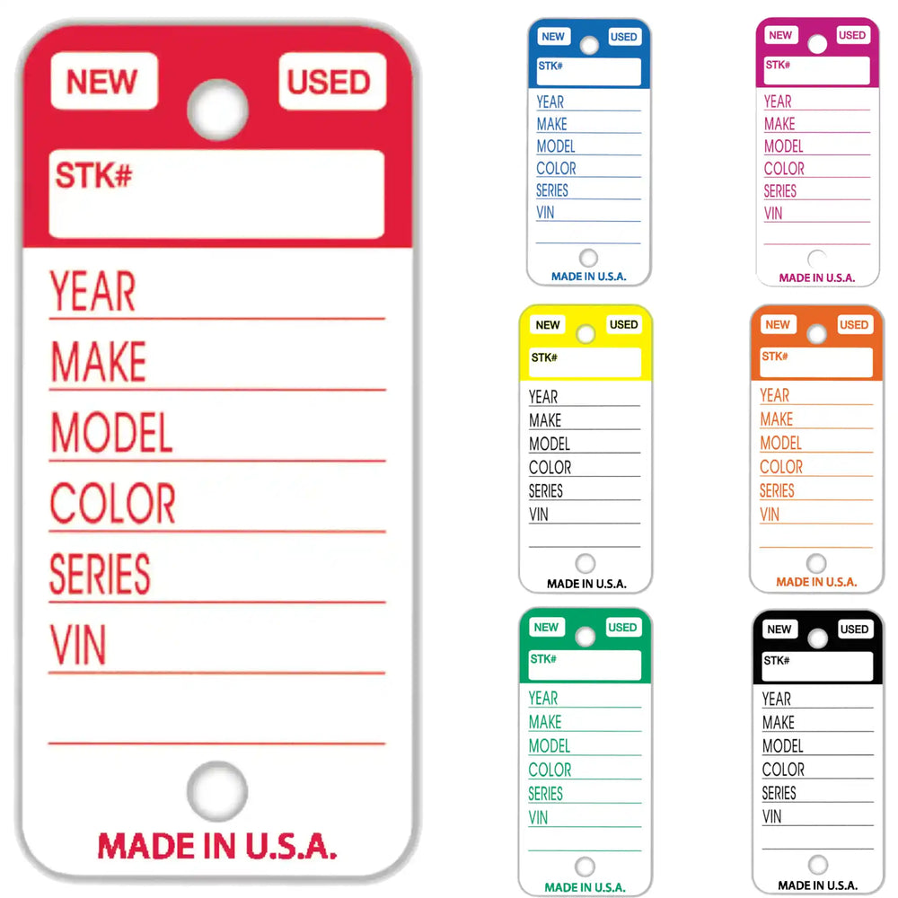 Top Stripe Key tags in 7 colors. 