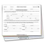 Thumbnail for A stack of trade-in vehicle combination forms with odometer statement, designed for 6 parts, with printed text and spaces for entering data.