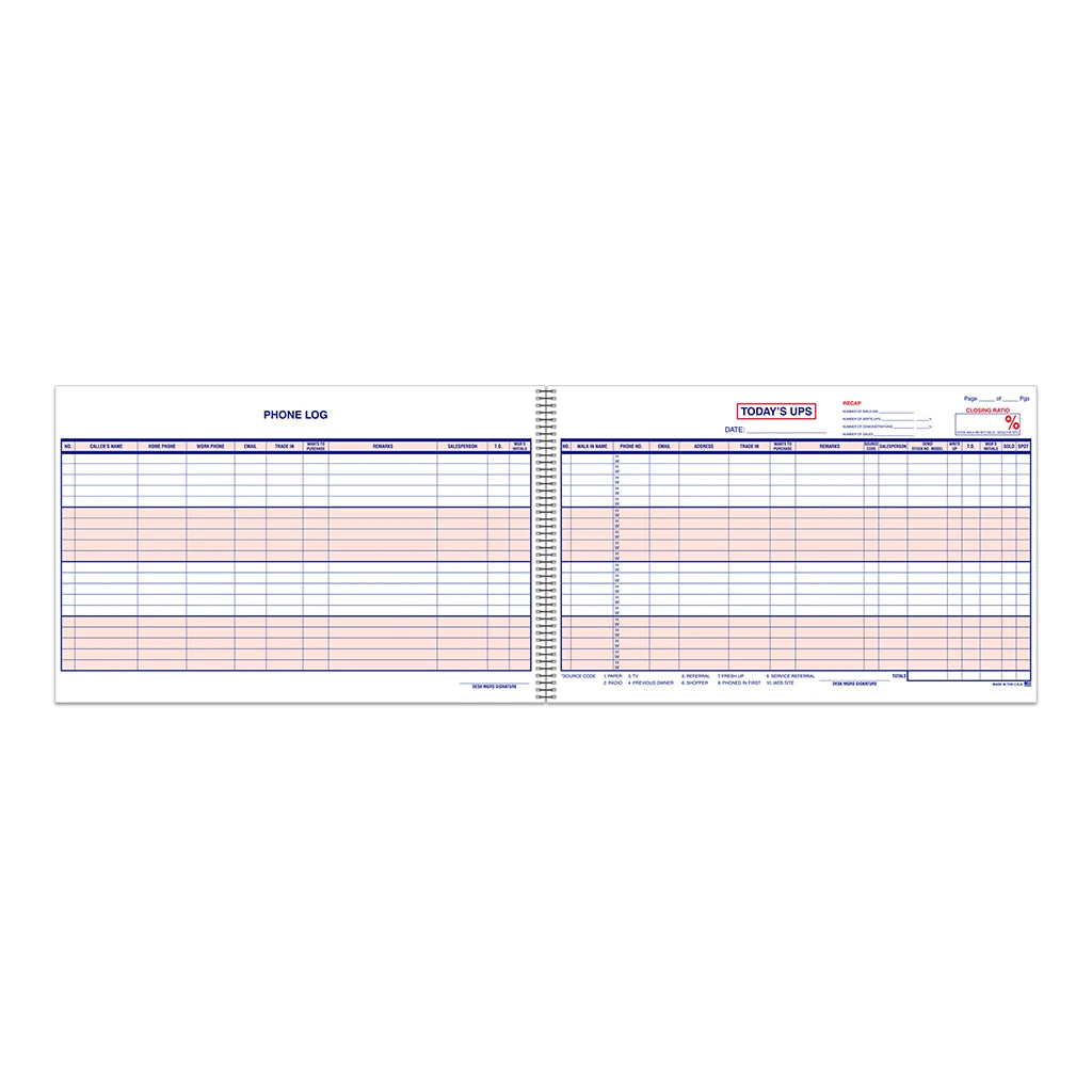 UPS Customer Contact Log Book for tracking walk-in and phone-in prospects