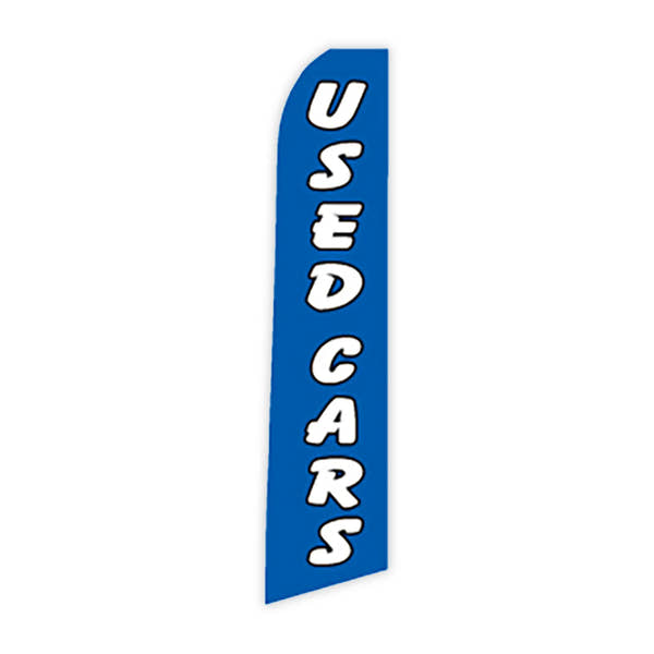 Used Cars Swooper Feather Flag Kit with Ground Spike Base - Prime Dealer Supply