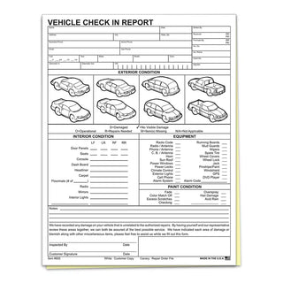 Vehicle check in report form.