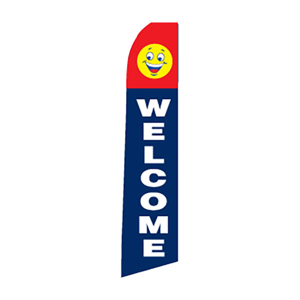 WelcomeSwooper Feather Flag Kit with Ground Spike Base - Prime Dealer Supply.