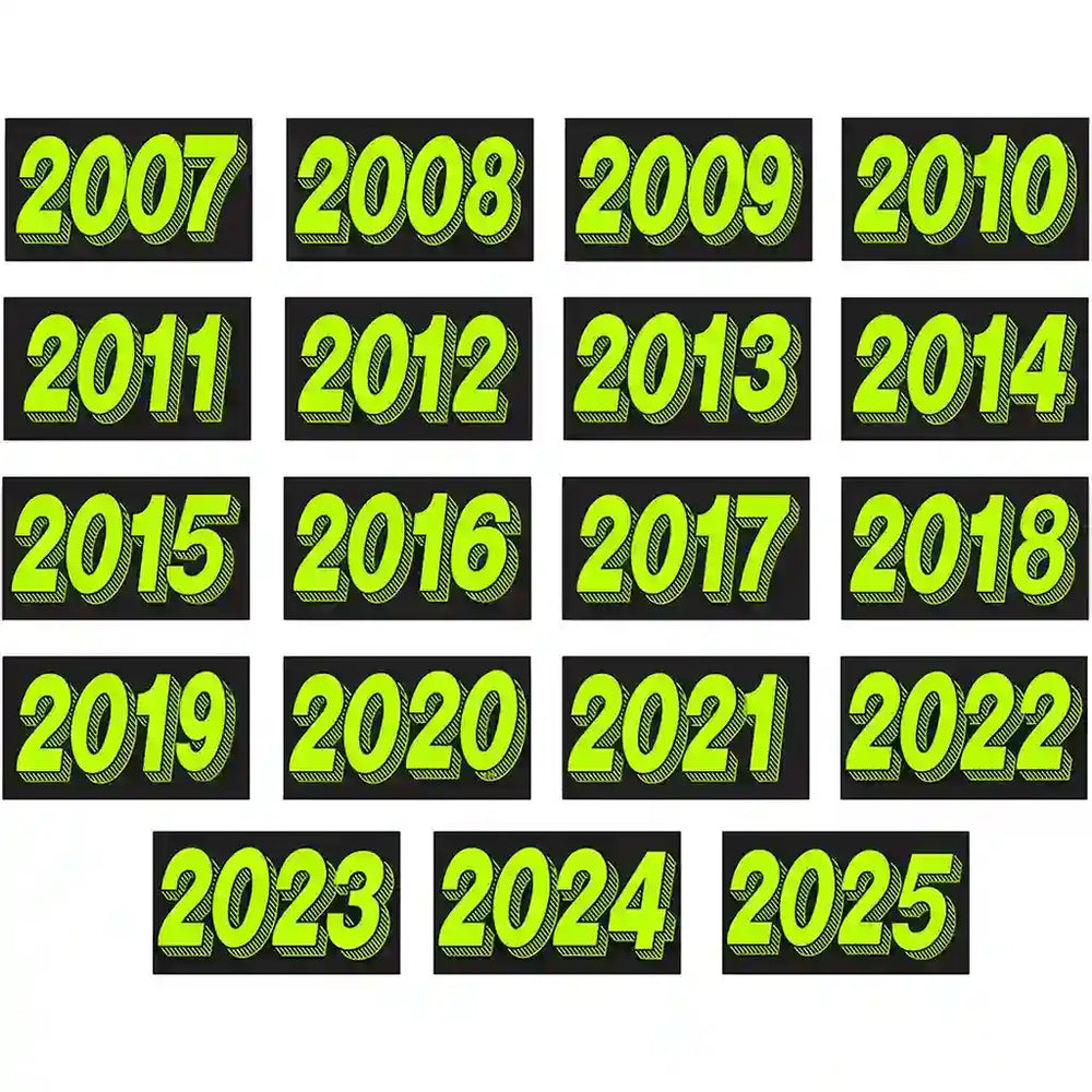 4 Digit Model Year Chartreuse and Black Windshield Stickers